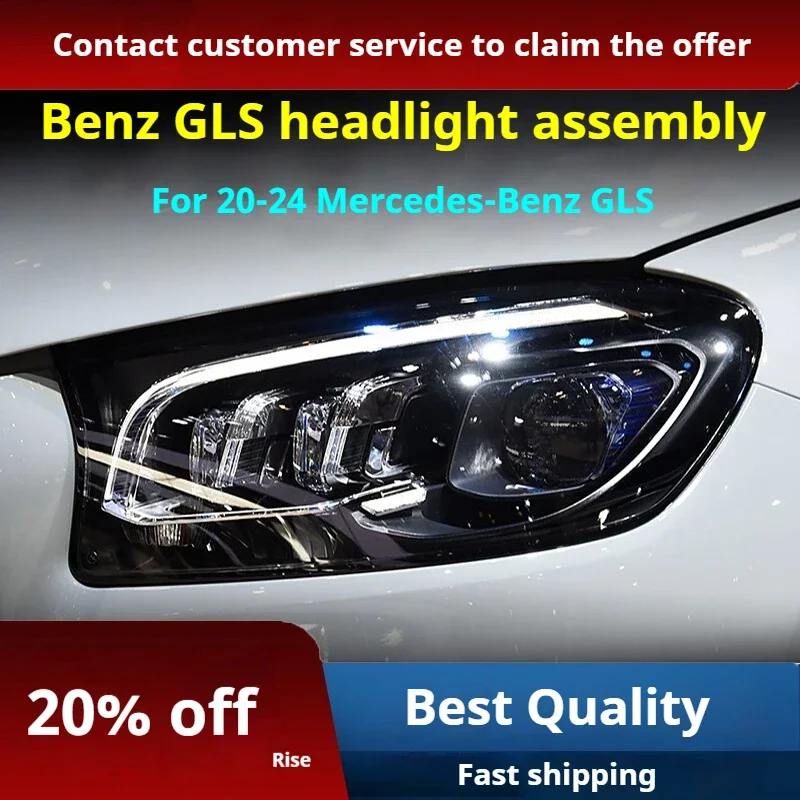 FT أضواء السيارة لمرسيدس بنز GLS X167 المصابيح الأمامية 2020-2024 LED Projetor كشافات النهار تشغيل ضوء اكسسوارات السيارات #2