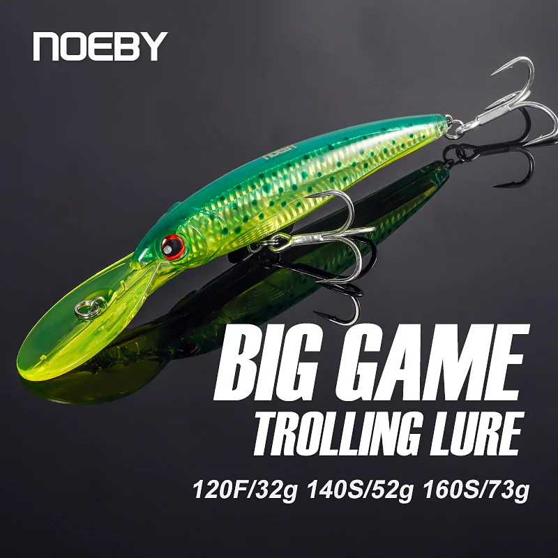 Noeby Trolling Minnow Angelköder 12 14 16cm 32 52 73g Schwimmende Sinkende Wobbler Harter Köder für Großwildfischen im Salzwasser