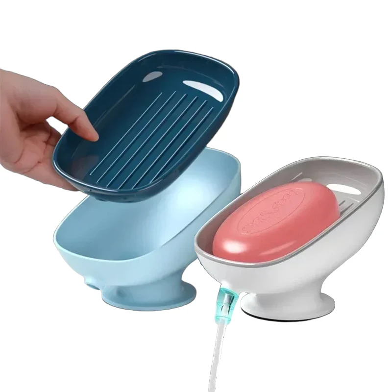 Super Suction Cup Soap Dish with drain water For Bathroom Soap Holder Kithcen Sponge Holder Soap container Bathroom Supplies