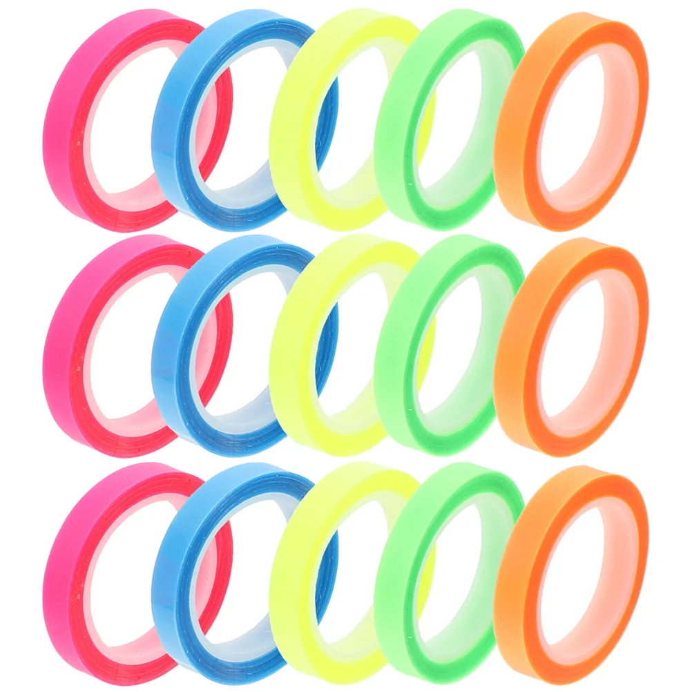15 Rolls Waterproof Index Sticker Page Markers Colored Washi Tape Duct Textured Paper Removable