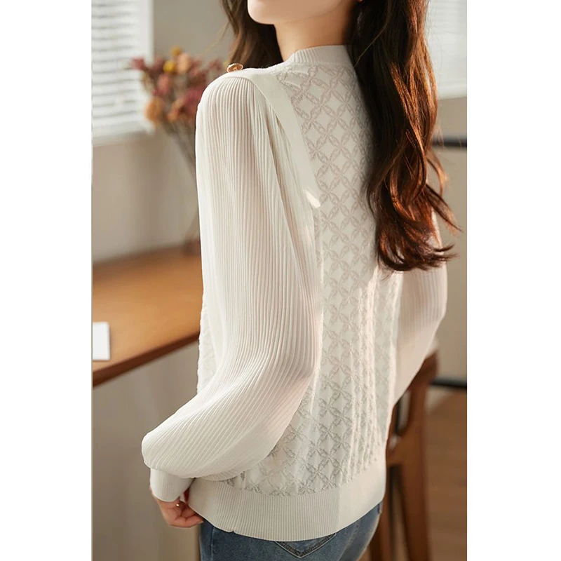 Autumn Winter Round Neck Jacquard Buttons Sweaters Female Loose Casual All-match Bottoming Knitted Top Women\'s Pullover Jumpers