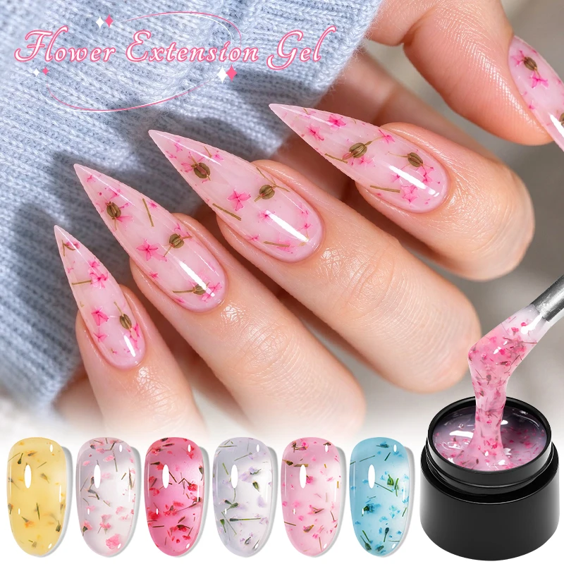 Dried Flower Extension Gel Nail Polish Long Lasting Self-leveling Construct UV Hard Gel Soak Off UV LED Extension Gel Varnish