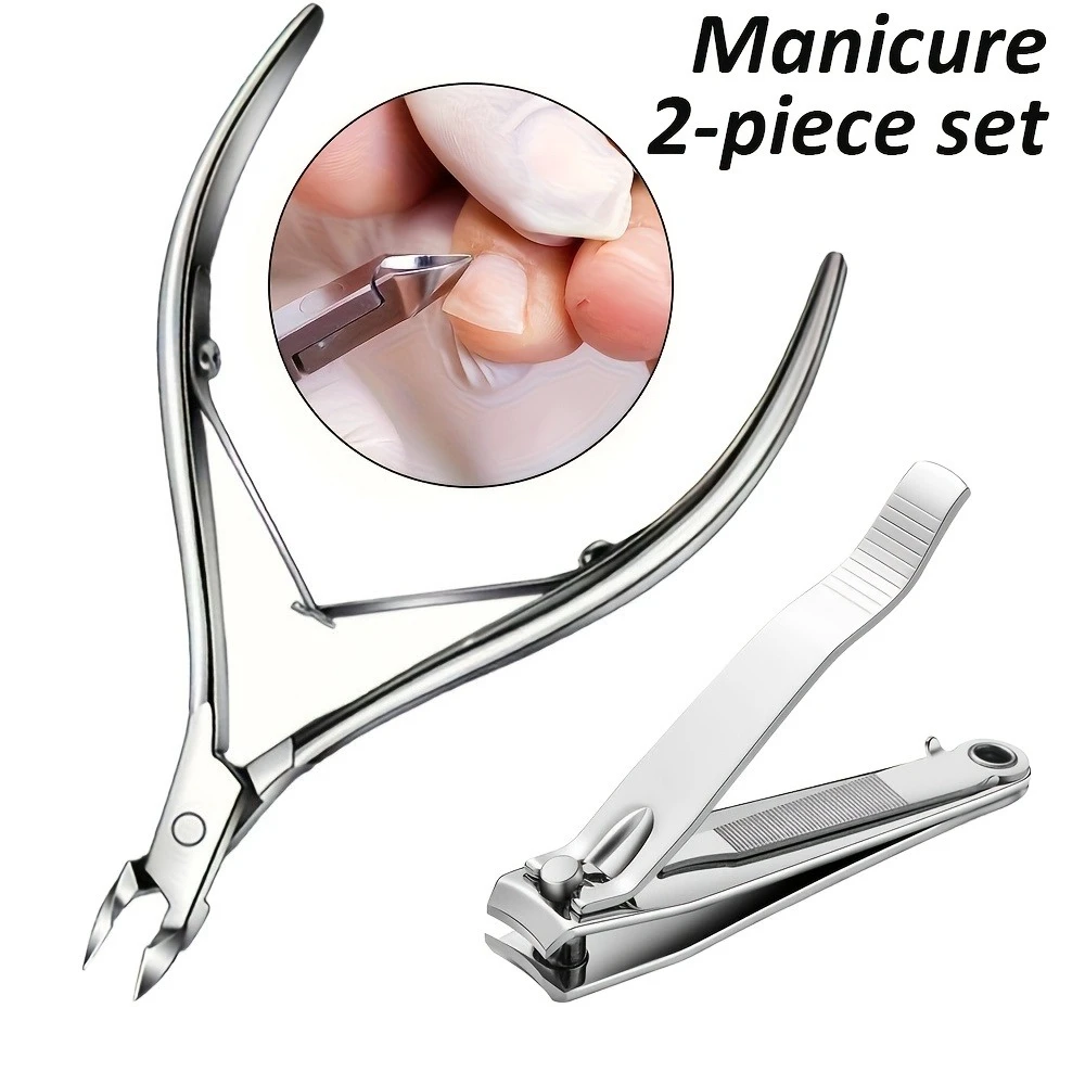 Cortador de cutículas profesional de acero inoxidable, cortador de piel muerta multifuncional para recortar con precisión las cutículas del borde de las uñas, 1/2 unidades