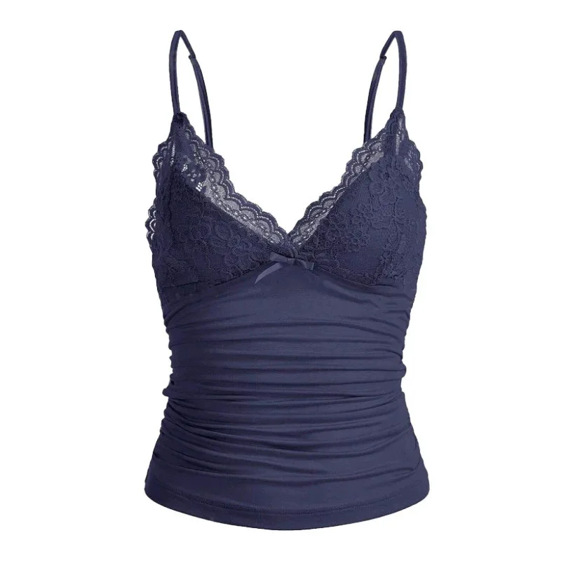 2026 Neues Sommer Y2K American Retro Spitzen-V-Ausschnitt-Trägertop – figurbetont und schlankmachend, kurzer Stil, „Spicy Girl“-Top, französisch schlicht und sexy – Detail 27