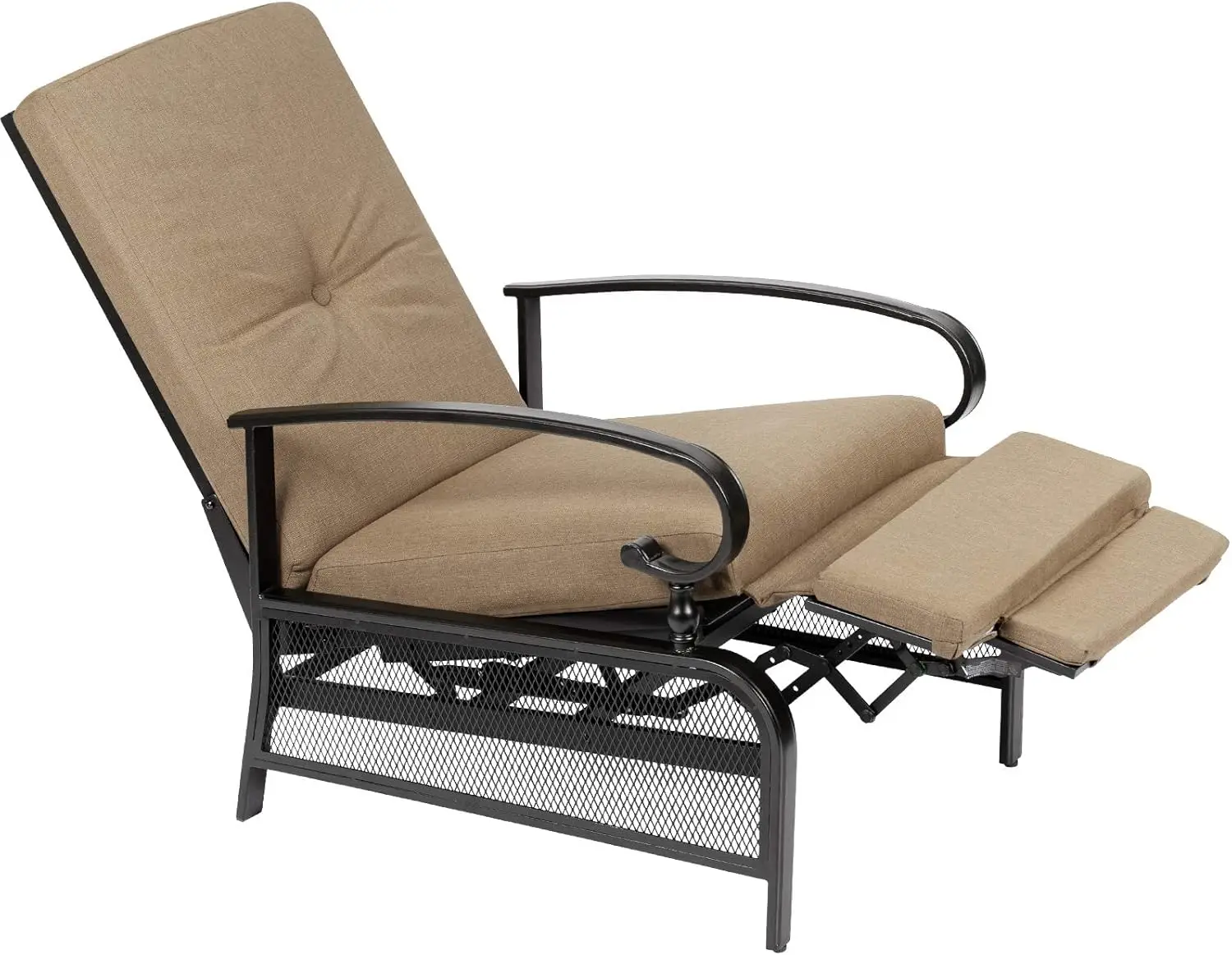 

Outdoor Adjustable Metal Recliner Chair Patio Furniture Reclining Lounge Chair with Removable Cushions for Porch, Backyard,