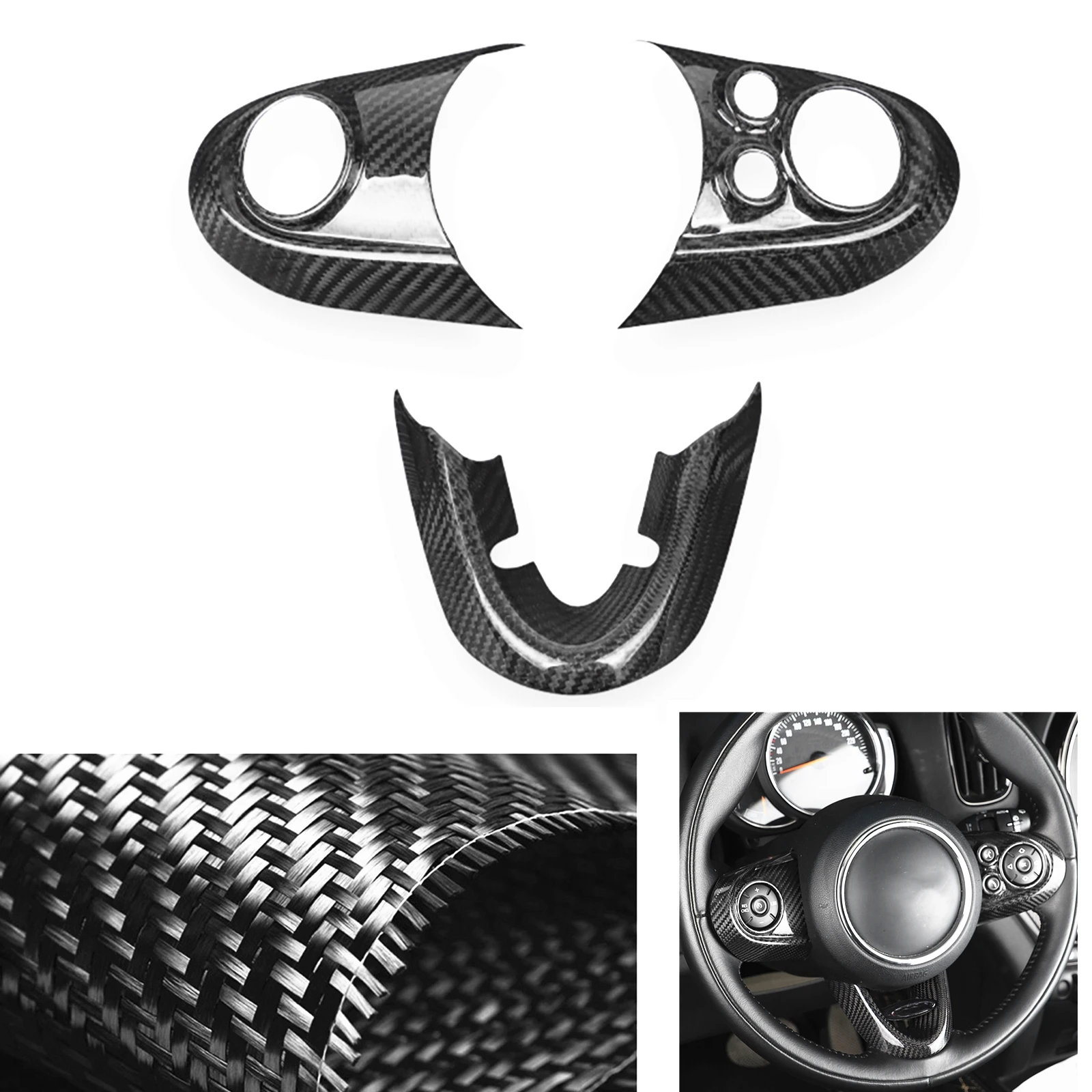 

Car Interior Gear Steering Wheel Panel Sticker Cover Trim Decor Carbon Fiber For Mini Cooper JCW F54 F55 F56 F57 2014+