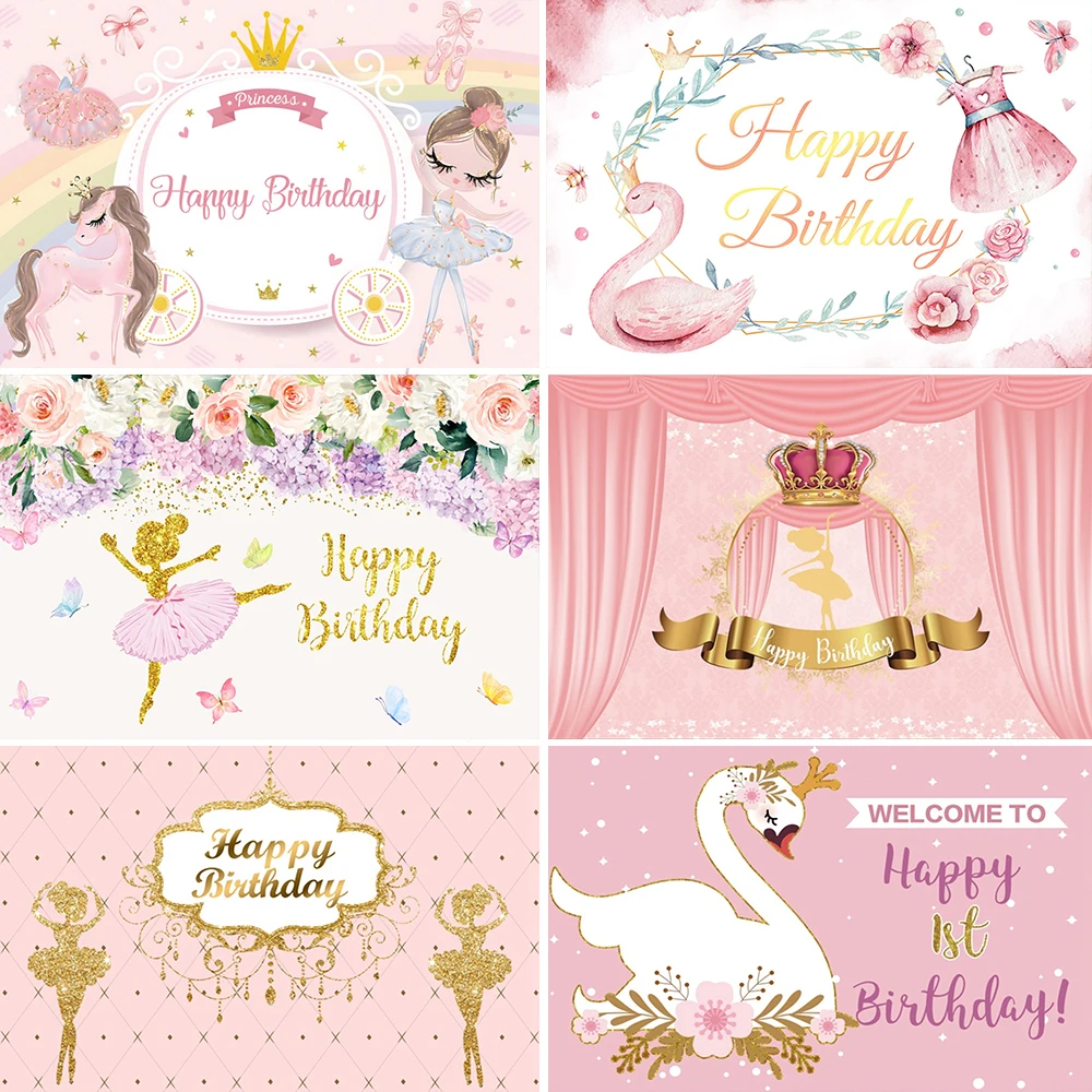 Ballet Dancer Girl Princess Theme Girls Ballerina Baby Shower Photography Backdrop Swan Girls  Birthday Party Decoration Banner