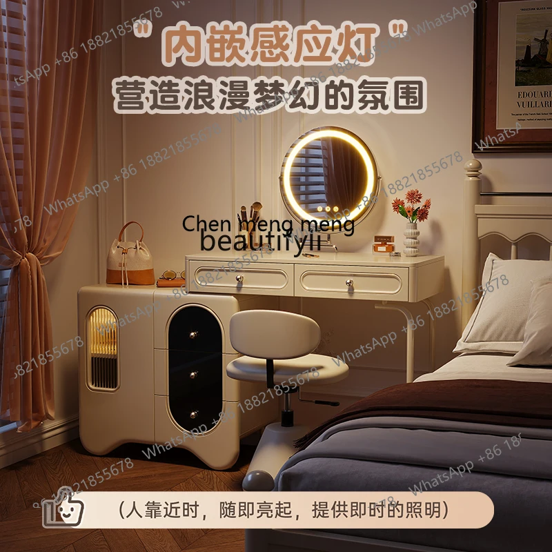 G153 Cream wind retractable dresser chest cabinet integrated solid wood French bed end corner makeup table