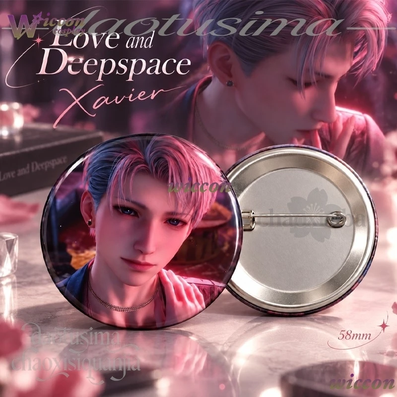 CosRoom Anime Game Love And Deepspace Tinplate Badge 58mm Handmade Creative Brooch Pin Xavier Lapel Pin Gift Accessory Decor