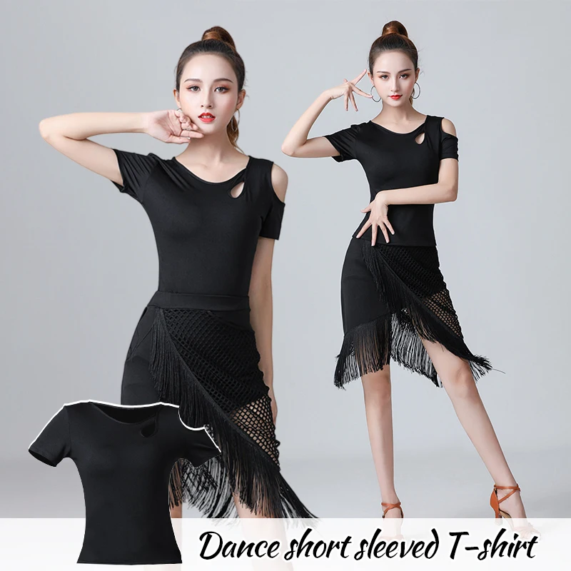 

Women Dance Basic Tops Girl Dancewear Ballroom Samba Tango Flamengo Latin Dance Practice T-shirt Stage Performance Costume