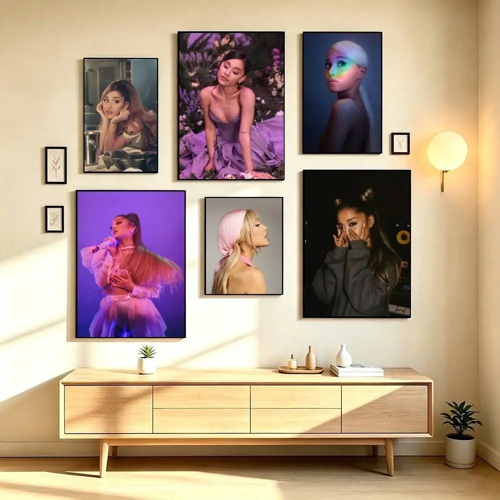 A-Ariana Grande Pop Singer Poster High Quality Dorm Living Room Aesthetic Wall Decoration Painting Stickers Gift