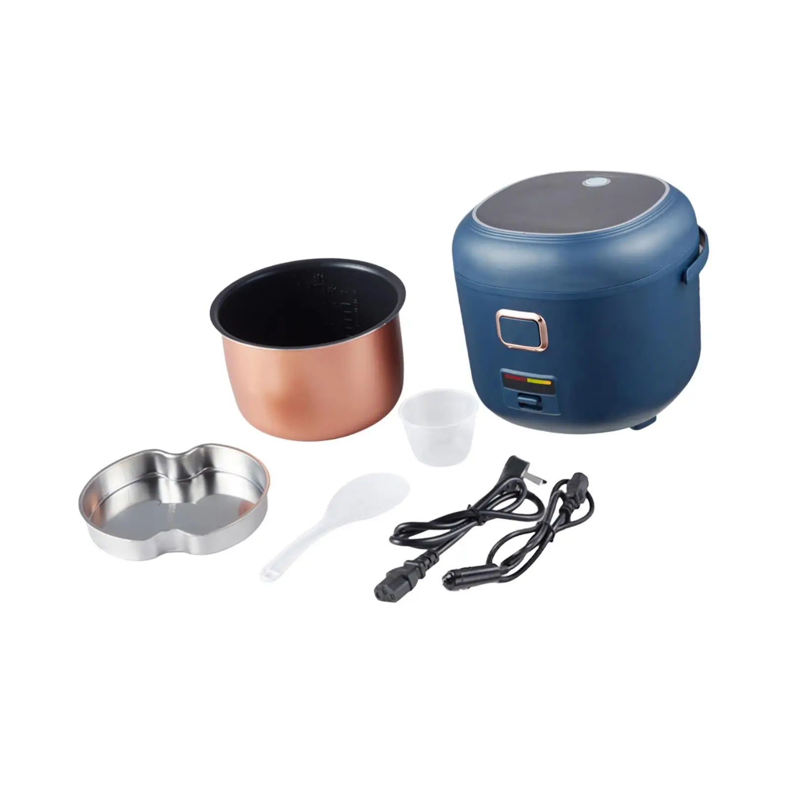 Travel Electric Rice Cooker 2L Capacity Dual Voltage Mini Food Steamer Multifunction Cooker for Drivers Camping Road Use