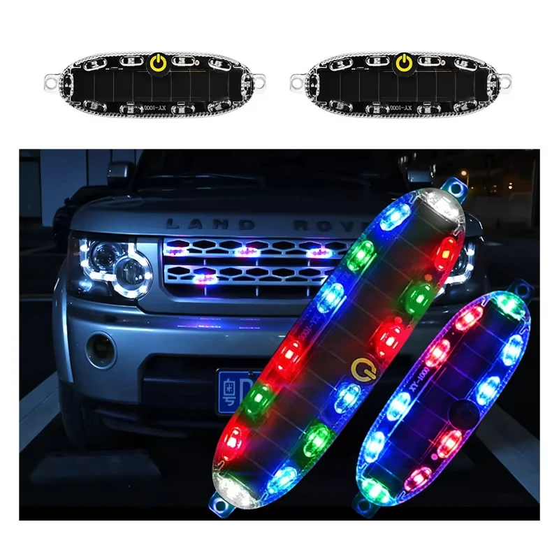 

Solar Car Strobe Night Light LED Warning Safety Flashing Light Auto Anti-rear Tail Signal Lamps for Motorcycle Car RV Truck Bike