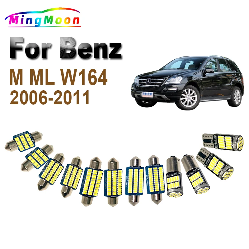 19Pcs For Mercedes Benz M ML Class W164 ML350 ML450 ML500 2006-2011 Car Bulb LED Interior Map Door Footwell Trunk Light Kit