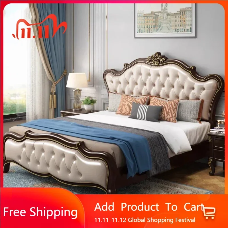 

Salon Luxury Double Bed Modern Whitr King Aesthetic Frame Double Bed High End Princess Sleeping Japanese Muebles Salon Furniture