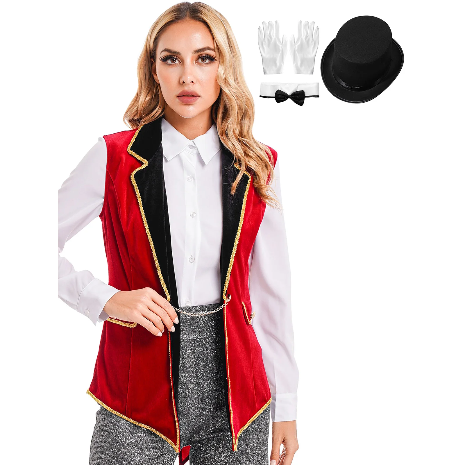 

Женский костюм для косплея знаменитостей на Хэллоуин, костюм волшебника, жилет без рукавов, бархатный жилет, куртка, верхняя одежда