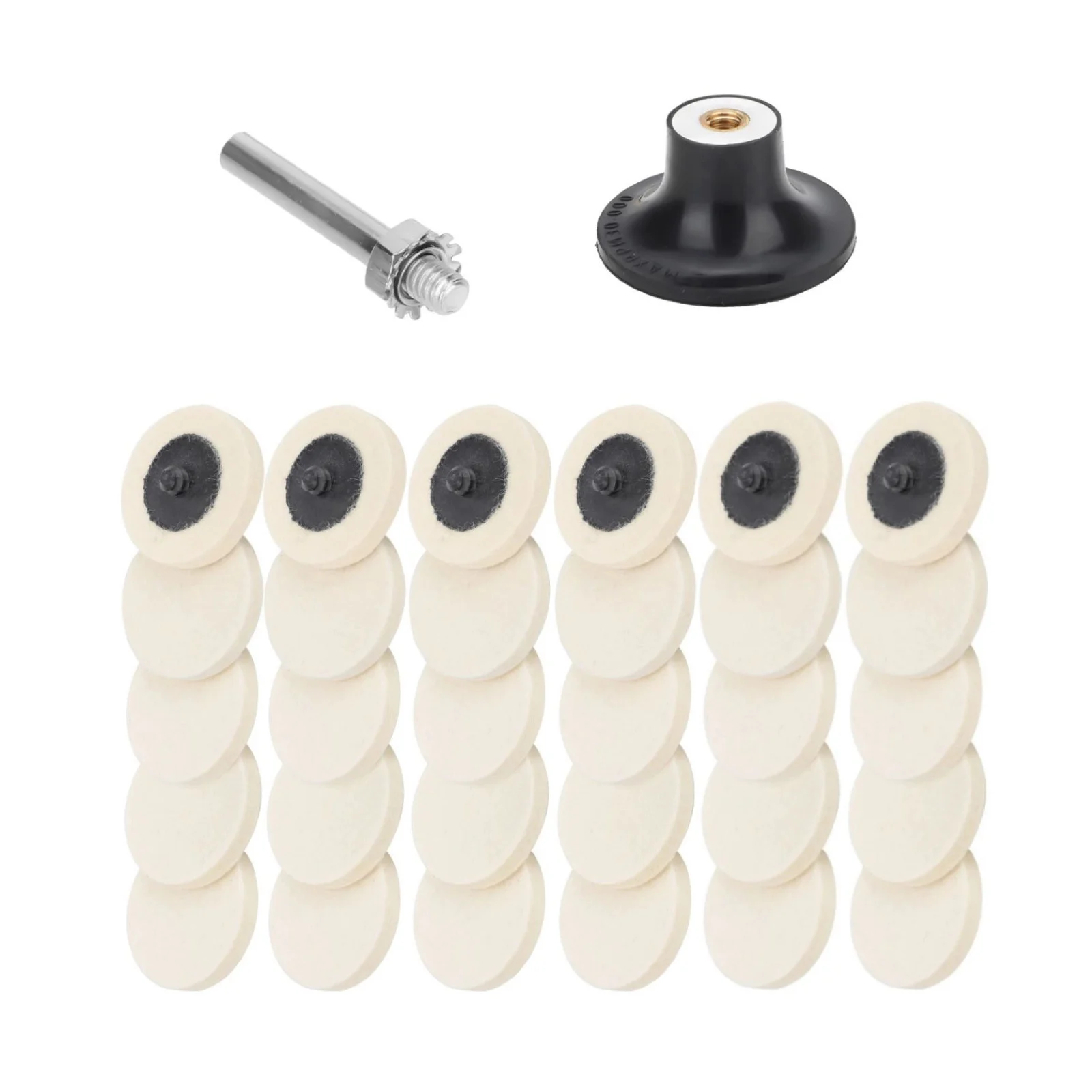 30Pcs/Set 2-inch 50mm Wool Polishing Discs Buffing Pads Round Wheel With 1/4-inch Shank Sanding Wheels Holder For Polishing