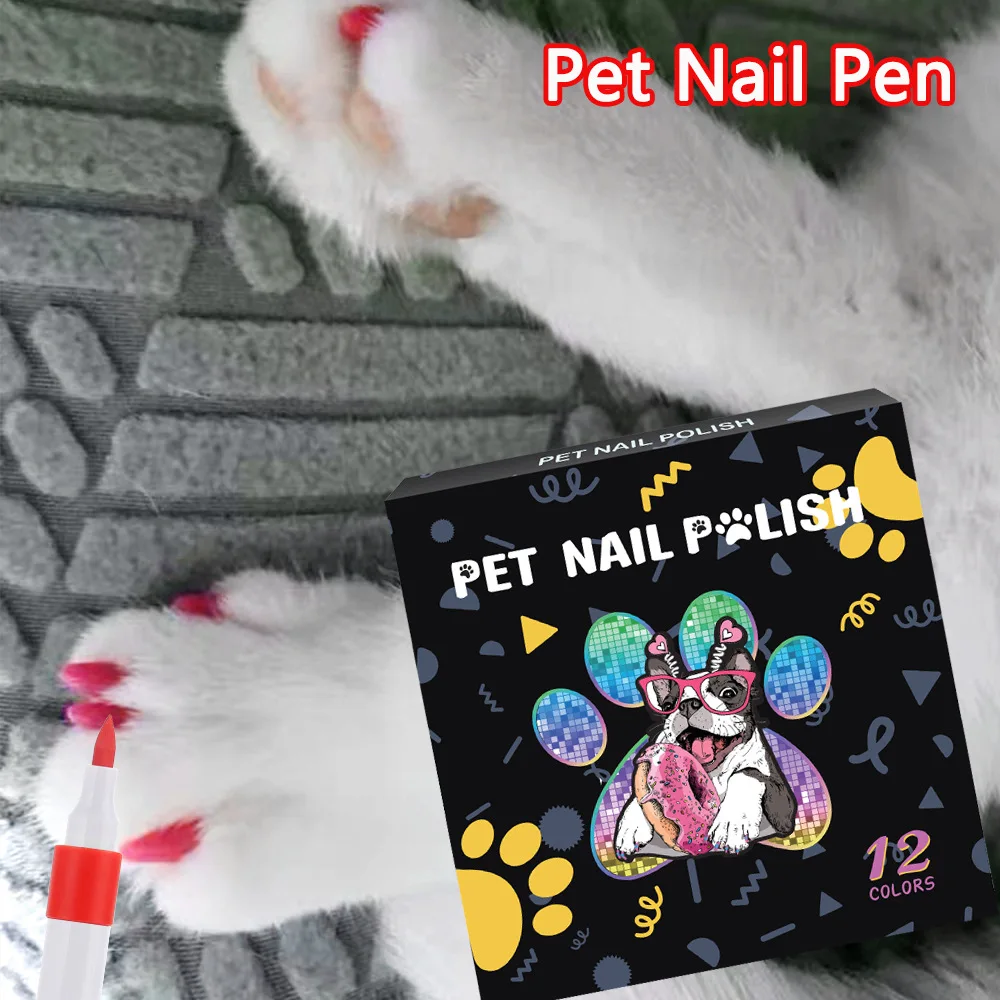 Dog Nail Polish Pen 12 Colors Pet Nail Polish to Create Beautiful Nails with Girl Pets Dog Grooming Quick Dry & Easy to Use