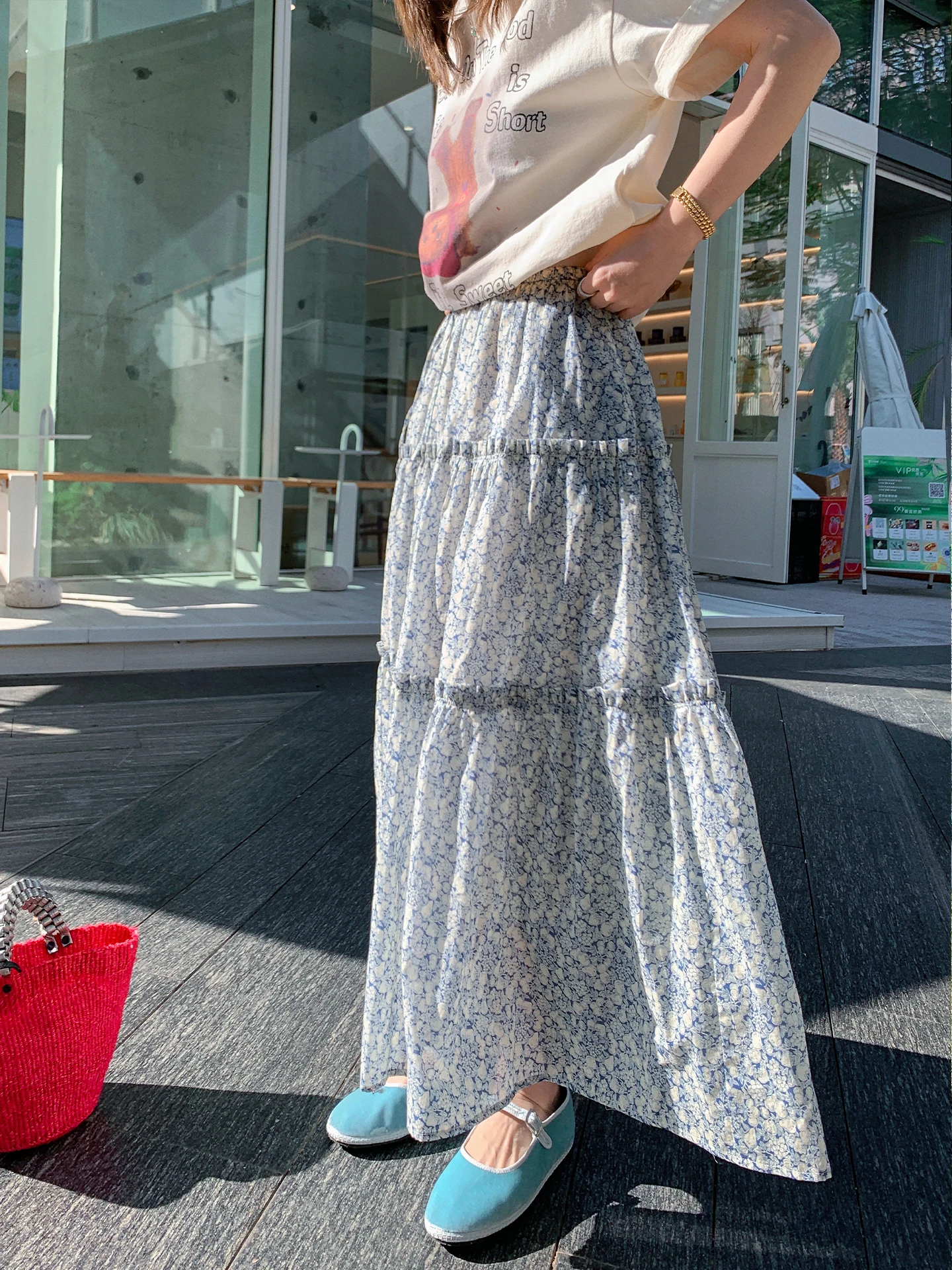 

Libelin Sisy Owner's Kept Floral Half Skirt Cotton Fashionable Wood Grain Umbrella Skirt Women's High Waist Spring 2026