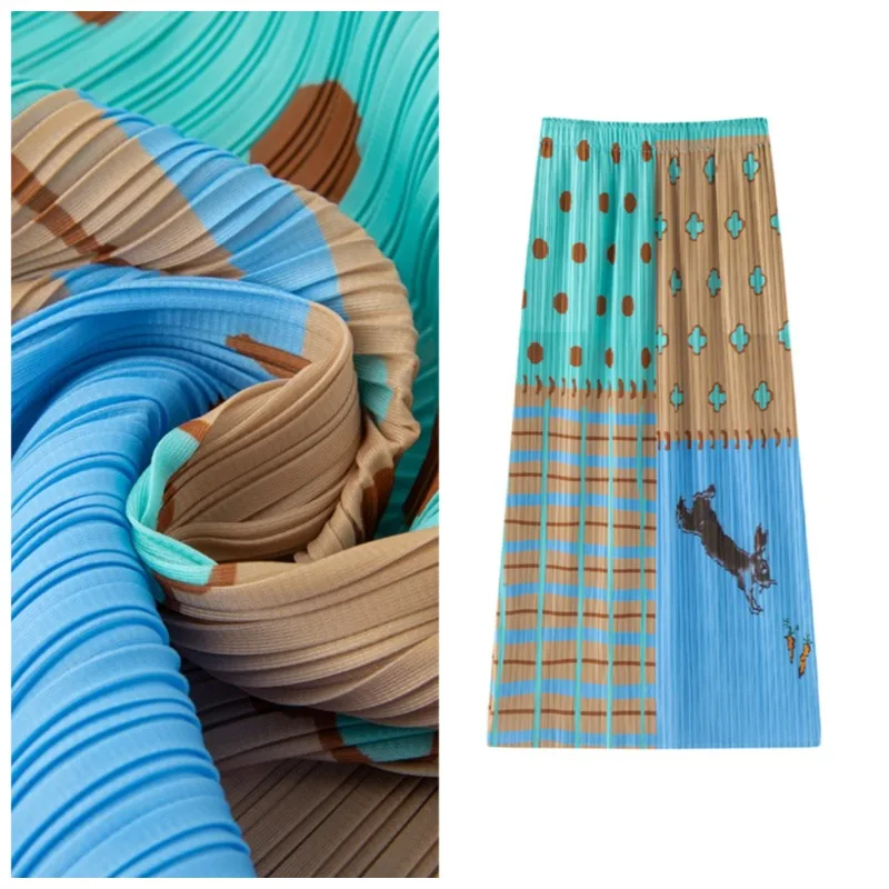 

Miyake Printed Pleated Skirt Plisse 2026 Summer New High Waist Casual Fashion Jupe Versatile Mid-Length Skirt Loose Plus Size