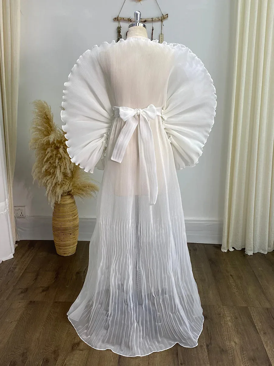 2025 New Maternity Dress for Photo Shoot Ivory Organza Pleated Beach Photoshoot Dress Pregnancy Shooting Dress YEWEN YW240051