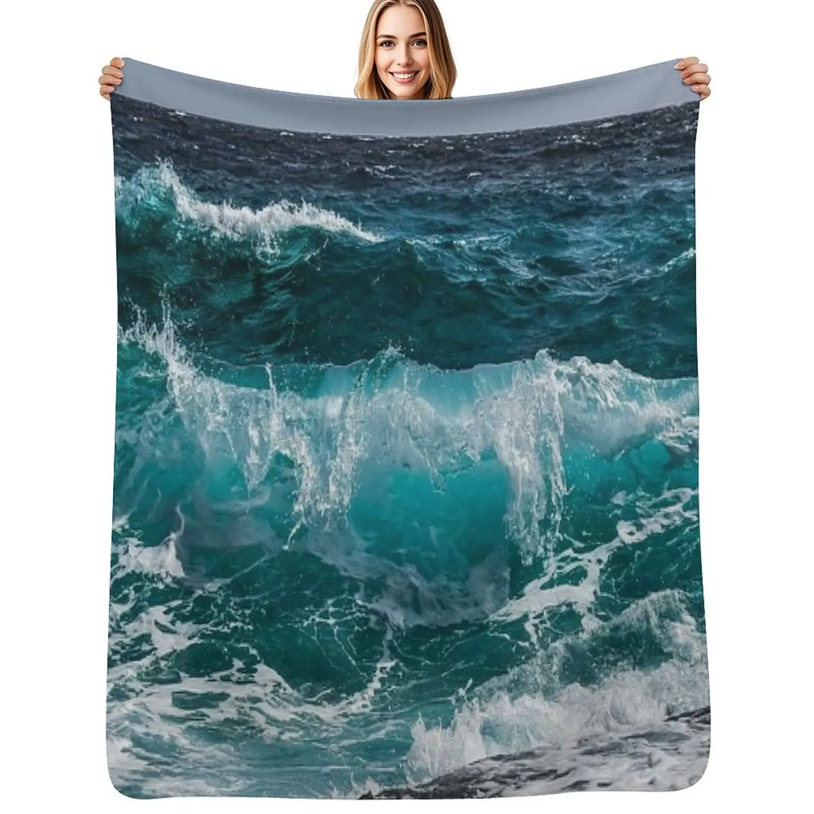 

Blue Ocean Waves Throw Blanket Blankets For Bed Winter beds Shaggy Comforter Blankets