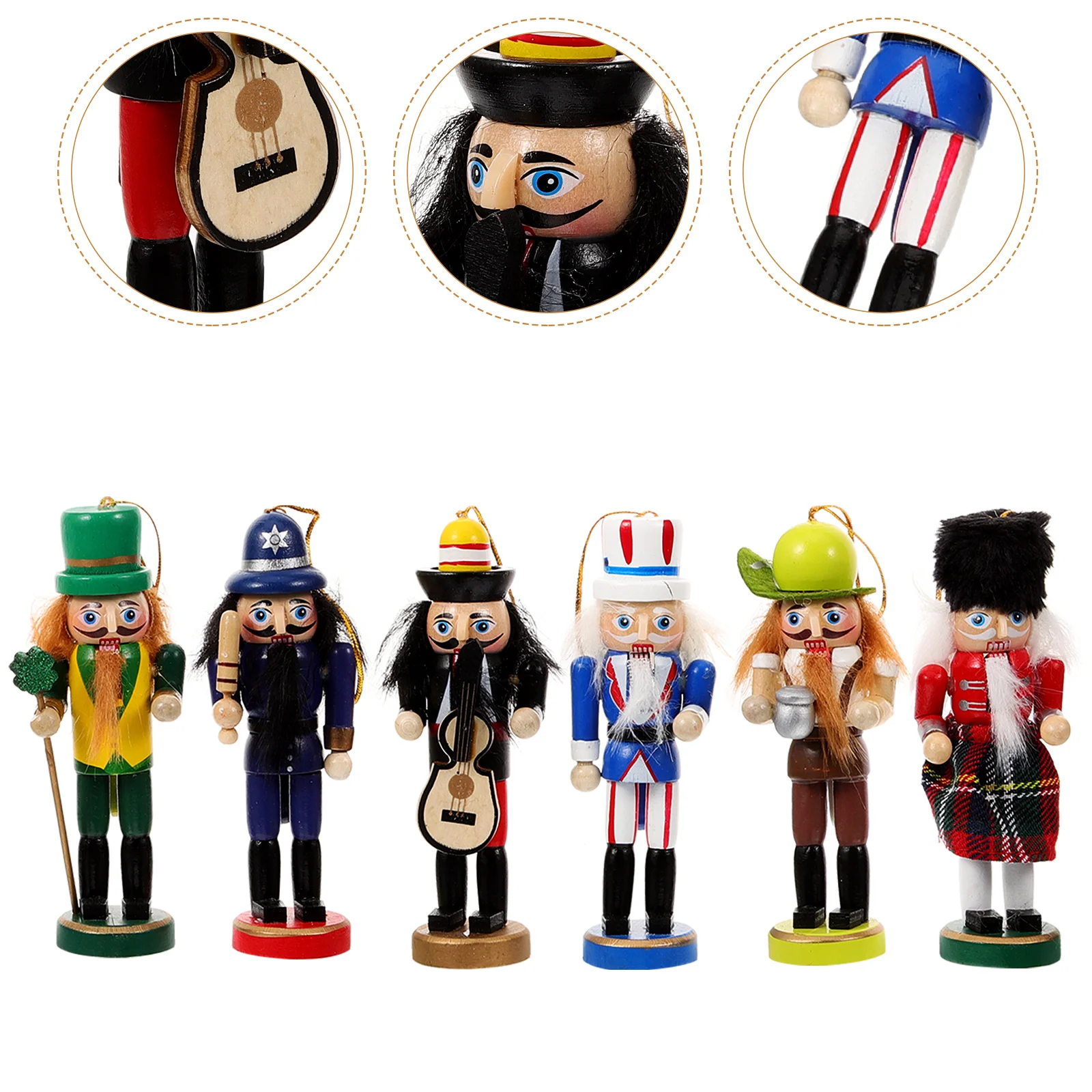 

6pcs Wooden Nutcracker Xmas Desktop Ornament Christmas Table Decor Home Holiday Decoration Nutcrackers Craft Wood Nutcracker
