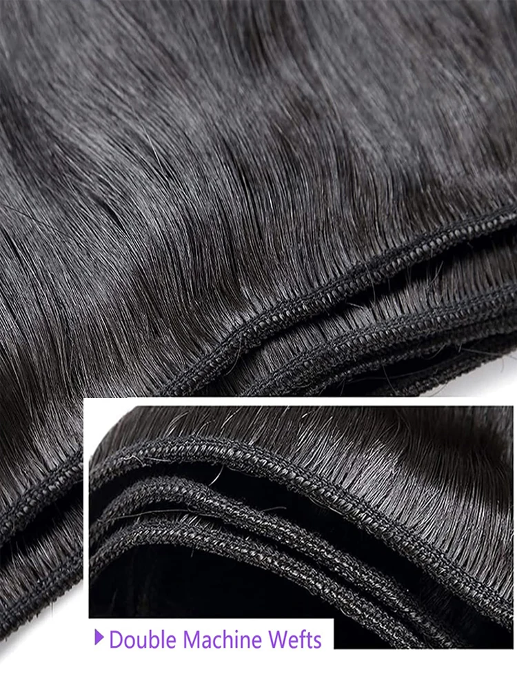 لحمة الشعر خياطة في وصلات الشعر شعر بشري حقيقي لحمة وصلات شعر شعر الإنسان 12-24 بوصة لحمة شعر بشري ملحقات 50 جرام # 1ب #3