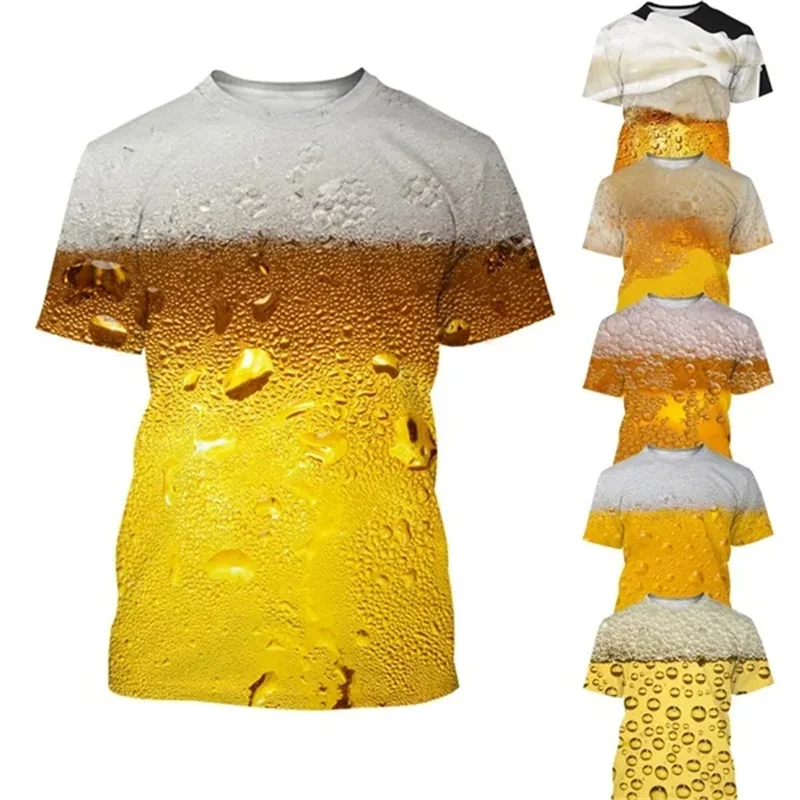 Funny Bubble Beer 3D Printed T Shirt For Men Fashion Graphs T-shirt Summer Gym Sports Short Sleeve Tees Quick-drying Women Tops