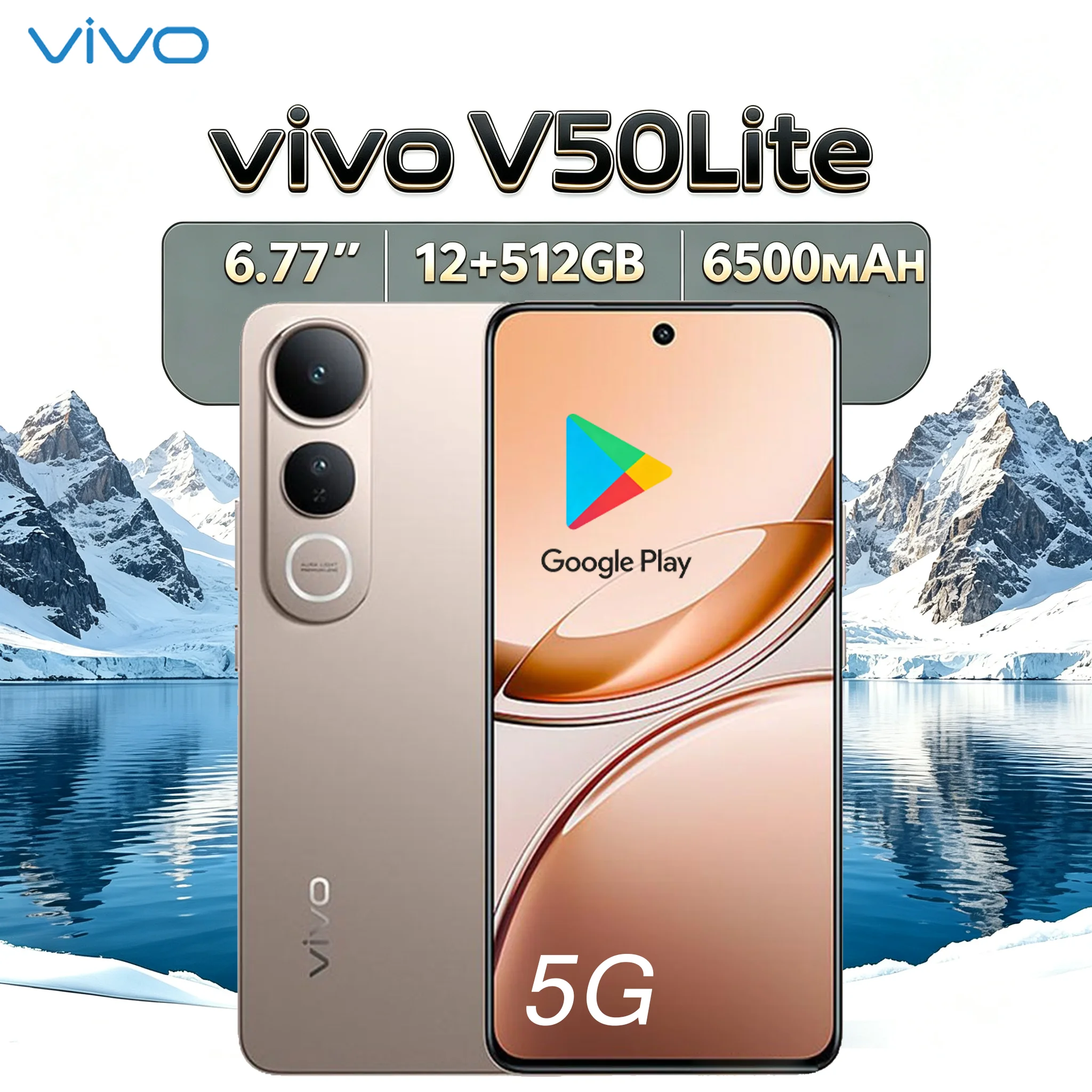 NEW VIVO V50 Lite 12GB+512GB Smartphone 5G Mobile Phone  6500mAh Big Battery 50MP AI Shot Camera Dual SIM Dual Standby