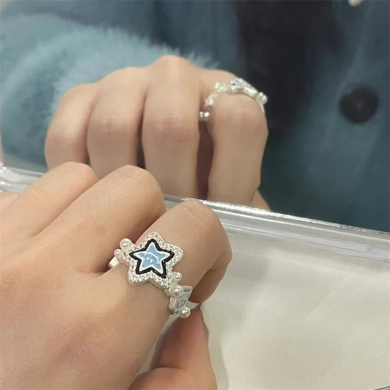 Vintage Pentagram Geometric Star Ring for Women Men Punk Gothic