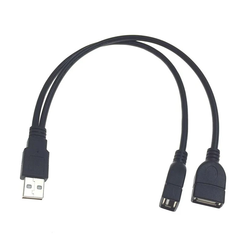 High Quality USB 2.0 Cable Double Splitter Adapter Cable 1 To 2 Female To USB Male Power Extension Cord