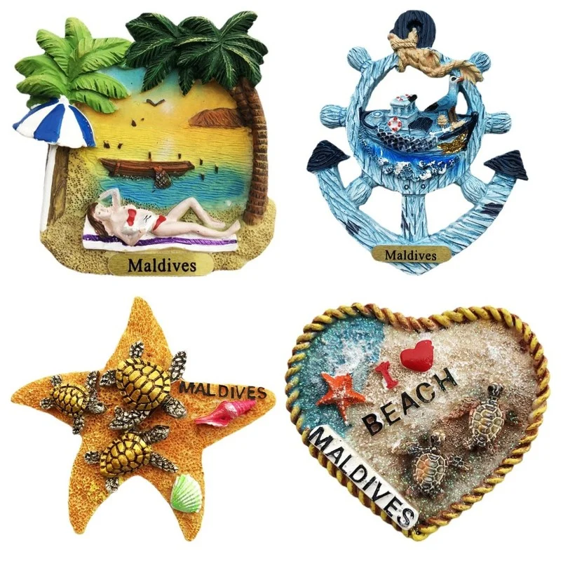 Maldives Travelling Souvenirs Fridge Magnets Creative Home Decoration Resin Fridge Magnetic Stickers Message Board Stickers