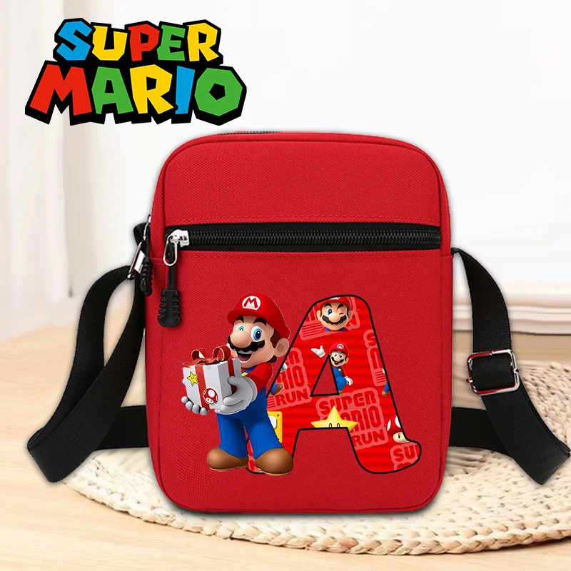 

Простая мини-сумка на плечо Super Mario с буквой A-Z, ткань Оксфорд, однотонная, мобильная, с несколькими отделениями, регулируемые сумки через плечо