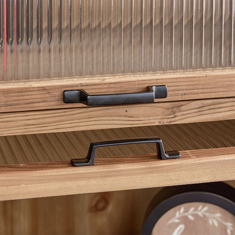New Chinese-style wabi-**** fir corrugated glass four-grid partition drawer log Seke restaurant against the wall