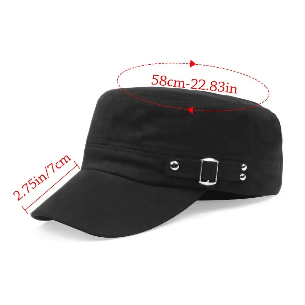 Men Army Baseball Cap Cotton Cadet Hat Breathable Adjustable Flat Top Cap Summer Visor Hat