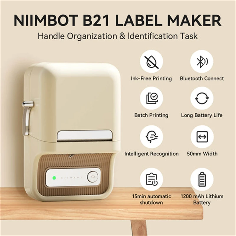 Niimbot B21 Portable Label Printer Mini Thermal Self-Adhesive Sticker Mobile Pocket Tag Price UV Name Date Label Machine Maker