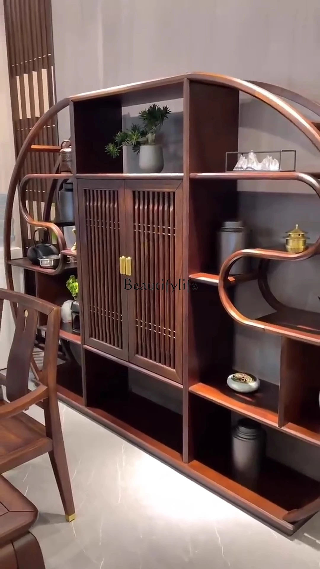 

New Chinese ebony bogu frame living room rack Duobao Pavilion solid wood display partition cabinet