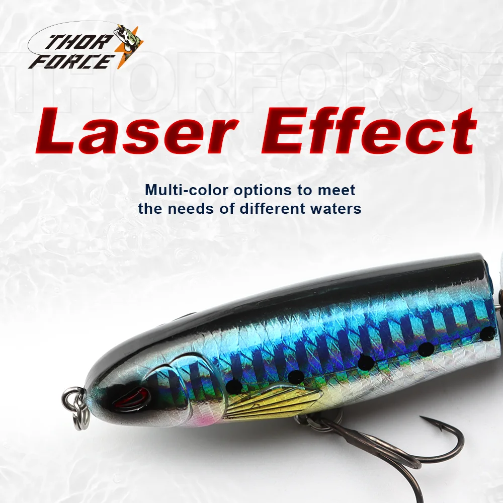 THORFORCE 90MM/100MM Topwater Fishing Lure Artificial Hard Bait Soft Rotating Tail Whopper Popper Pike Bass Fishing Tackle