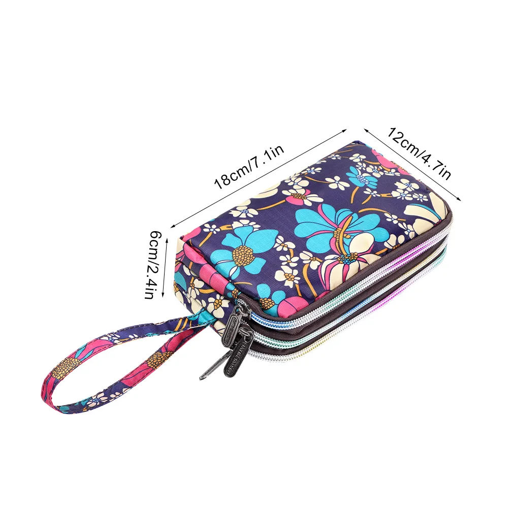 1PC New Fashion Waterproof Female Handbag Practical Larger Capacity Print Canvas Bag Key Coin Purse Three-layer Long Wallet