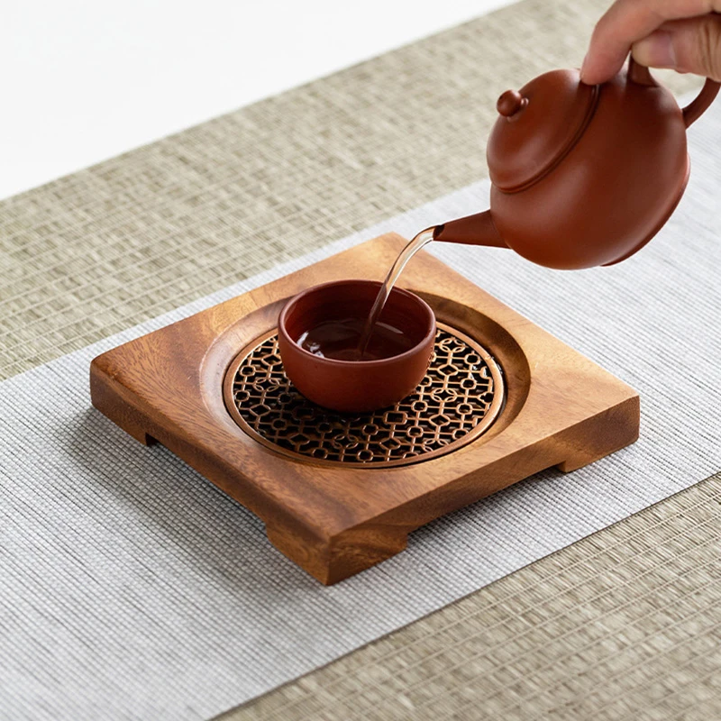 Square Bamboo Saucer Tea Tray Natural Wooden Kung Fu Tea Set Restaurant Creative Dessert Serving Trays Chinese Tea Ceremony Tool