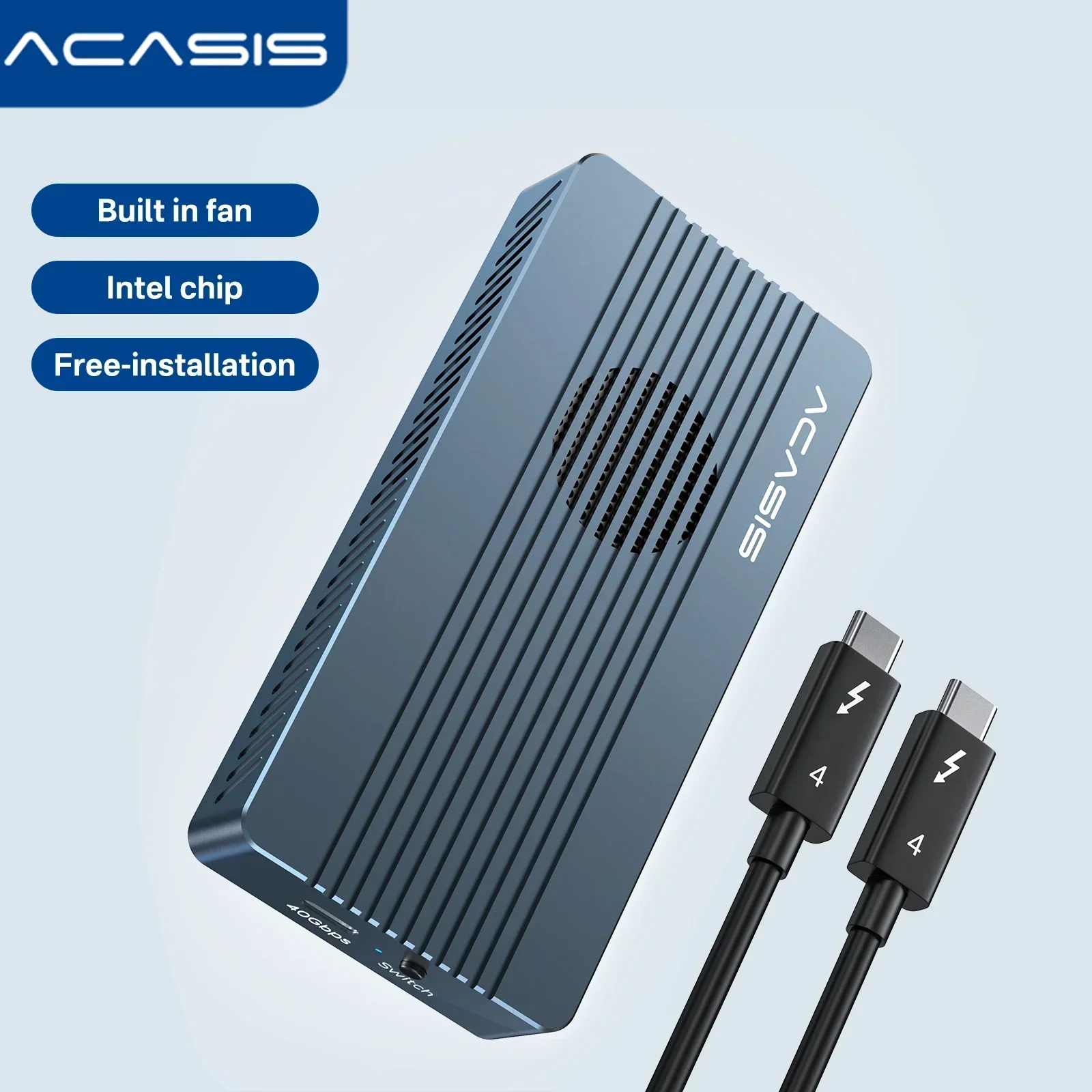 

Top! Acasis 40Gbps USB 4.0 SSD Enclosure With Cooling Fan Compatible with TB3/4 USB 3.2/3.1/3.0 for Macbook/PC for Video Editing