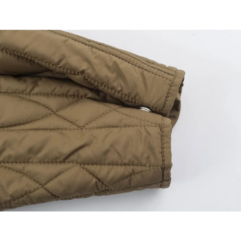 Damen-Freizeitjacke aus Baumwolle in Unifarbe mit Stehkragen, einzigartigem Designer-Look, Kordelzug in der Taille, lockerer Schnitt, Damen-Reißverschluss-Oberbekleidung – Detail 31