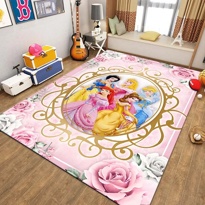 15 Sizes Disney All Princess Pattern Rug Carpet for Living Room Girls Bedroom Sofa Doormat Home Decor Non-slip Kids Mat Gift