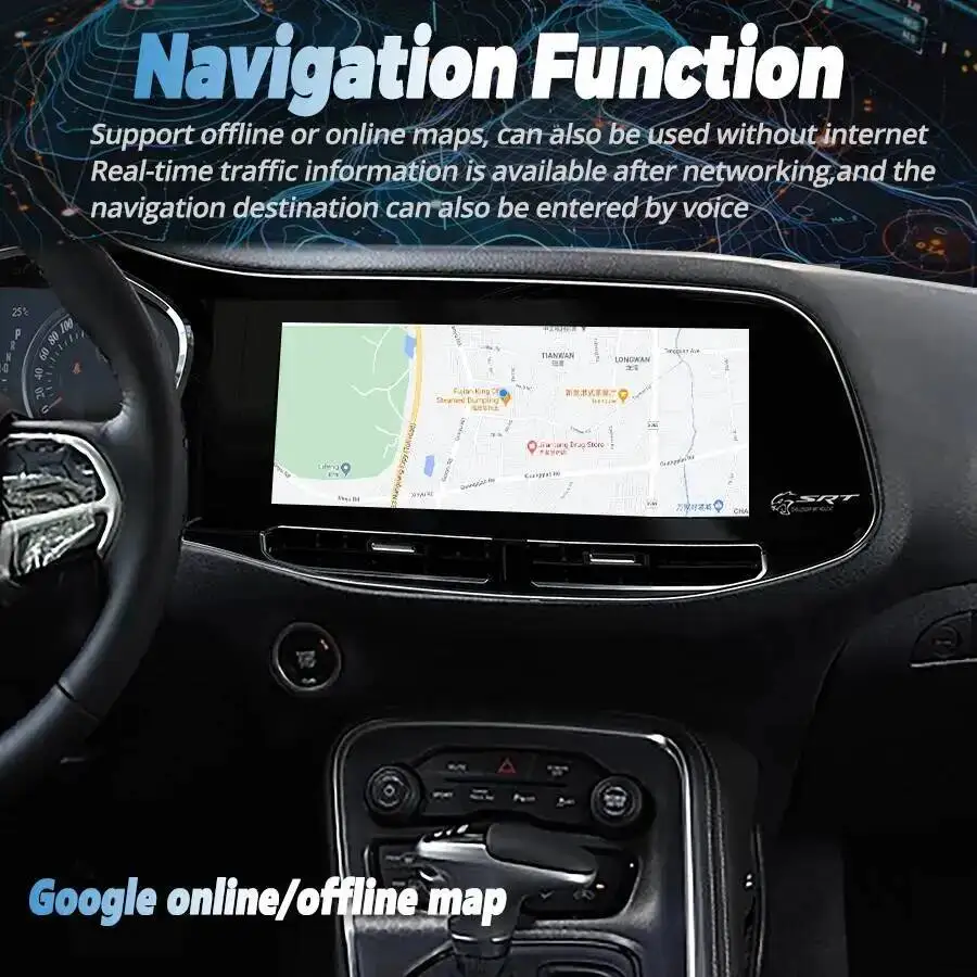12.3'' Carplay Android Car Radio Auto Stereo Video Navigation For Dodge Challenger SRT Hellcat 2010-2024 Multimedia Player 4G