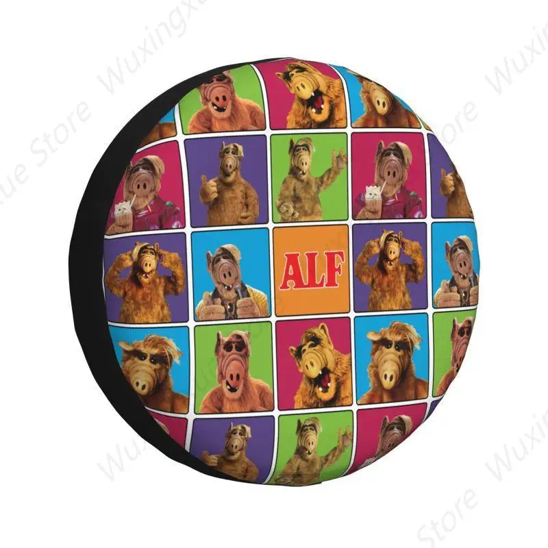 Alien Life Form ALF Meme Collage Spare Tire Cover for Mitsubishi Pajero Jeep RV SUV 4WD 4x4 Car Wheel Protector Covers