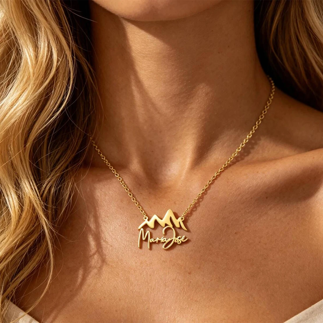 Mountain Shaped Custom Name Necklaces for Women Men Personized Stainless Steel Necklace Handmade Customized Jewelry 2026 Trend