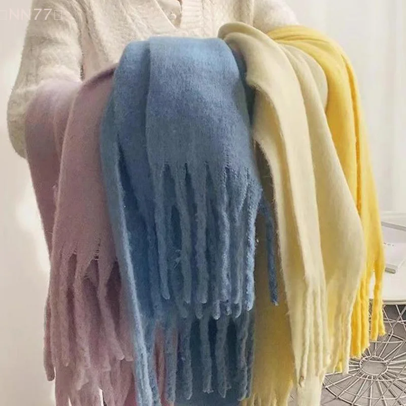 Cozy Autumn and Winter Women's Thick Shawl Scarf - Stylish Long Tassel Hijab Shawl for Warmth and Fashion Ideal for Cold Weather