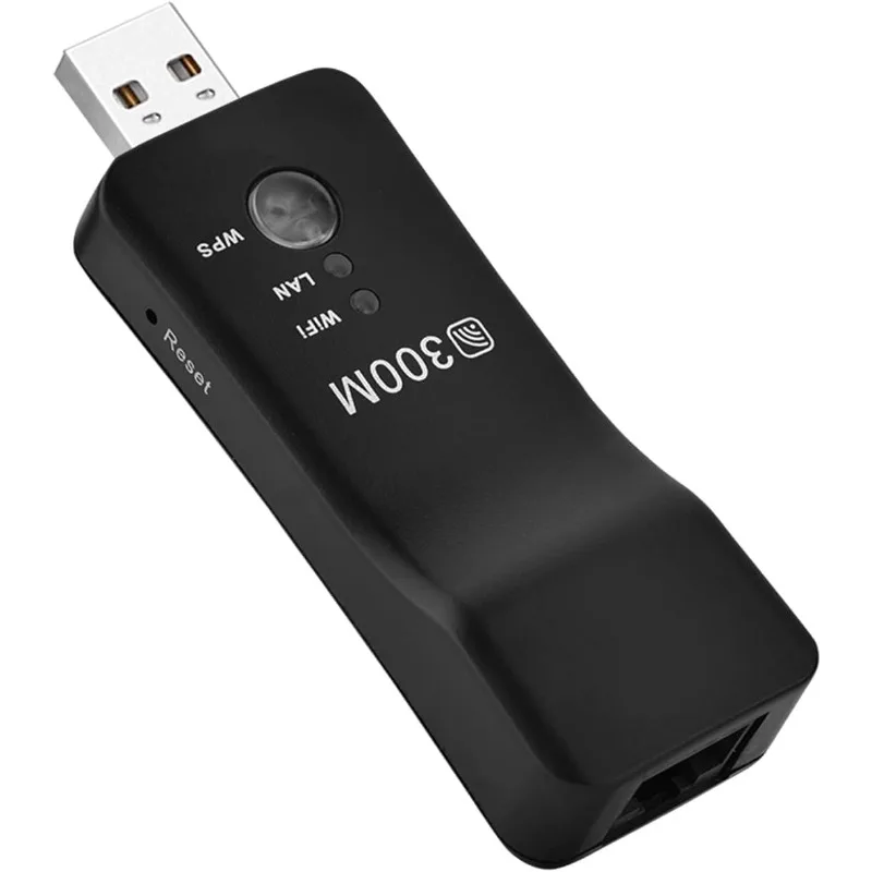 อะแดปเตอร์เครือข่ายไร้สาย 300Mbps เป็น LAN บริดจ์ WiFi ดองเกิล USB สำหรับทีวีสมาร์ท Sony เครื่องเล่น Blu-Ray อะแดปเตอร์เครือข่าย