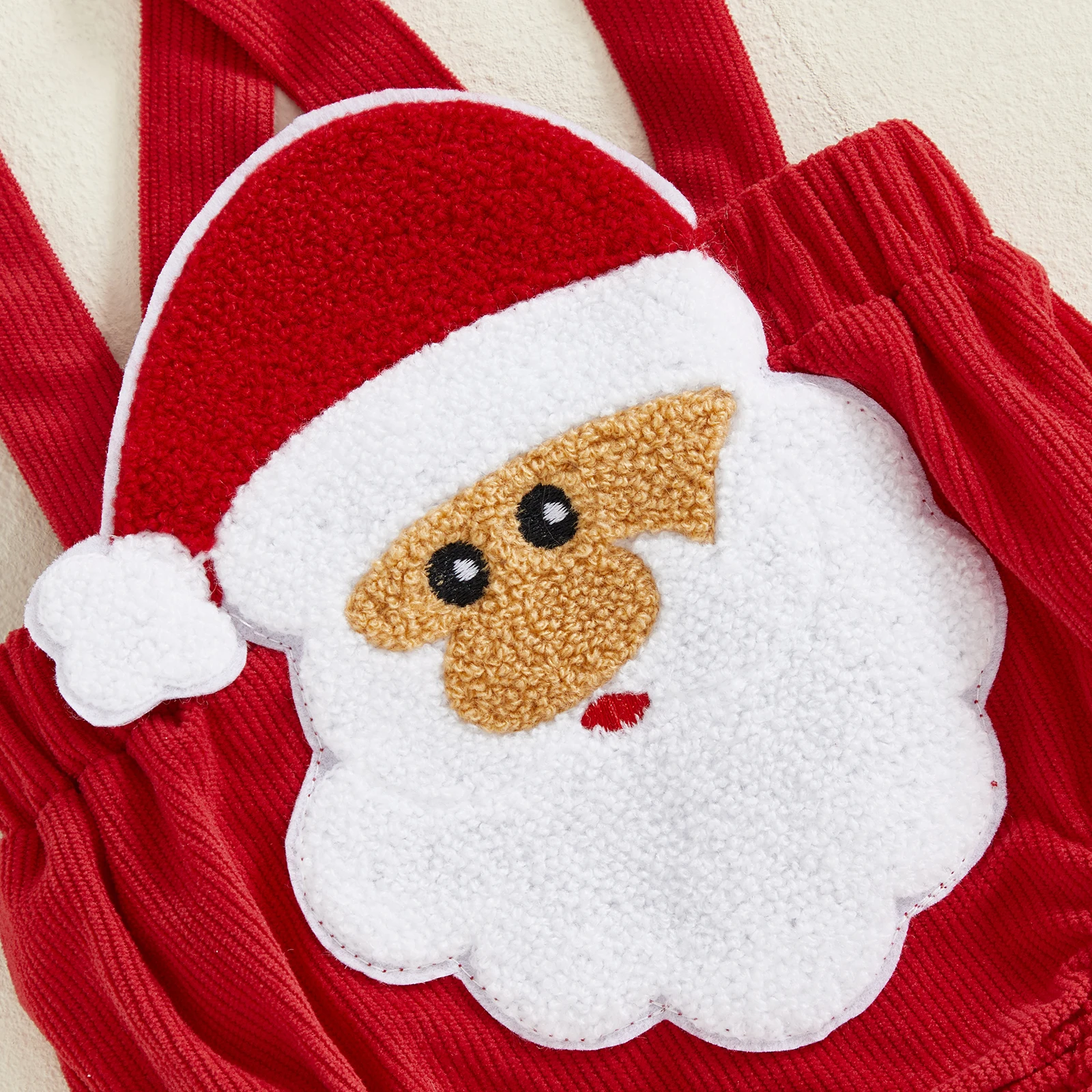 

Baby Christmas Romper Corduroy Loose Fit Christmas Tree/Santa Claus Cross Strap Sleeveless Infant Photography Jumpsuits
